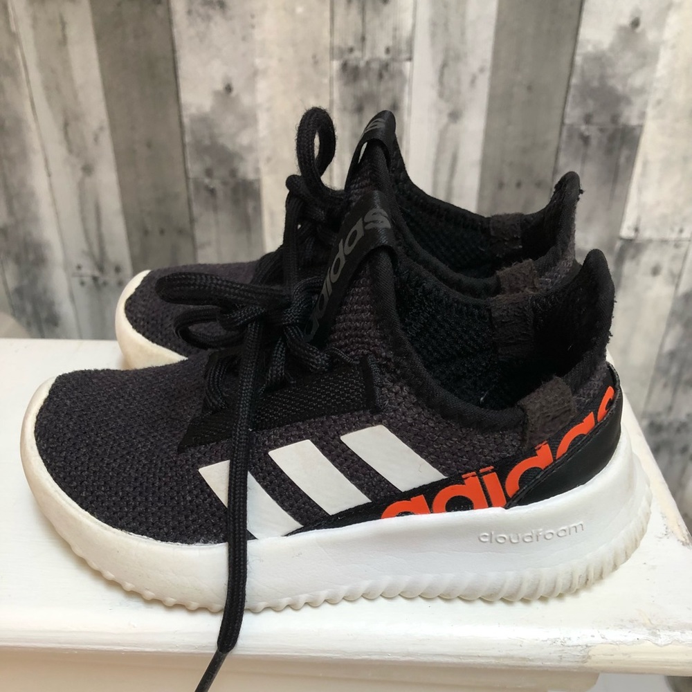 Adidas black canvas with white sole, tie laces boys size 11